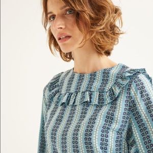 Boden Effie Blouse in Heritage Blue Floral Trellis Women’s Top Size 6 US